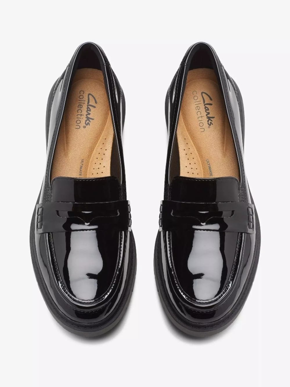 Clarks Black Patent Slip-On Loafers